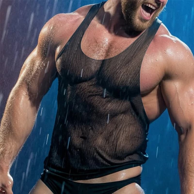 Vêtements de nuit hommes maille voir à travers débardeurs été décontracté respirant élastique coupe