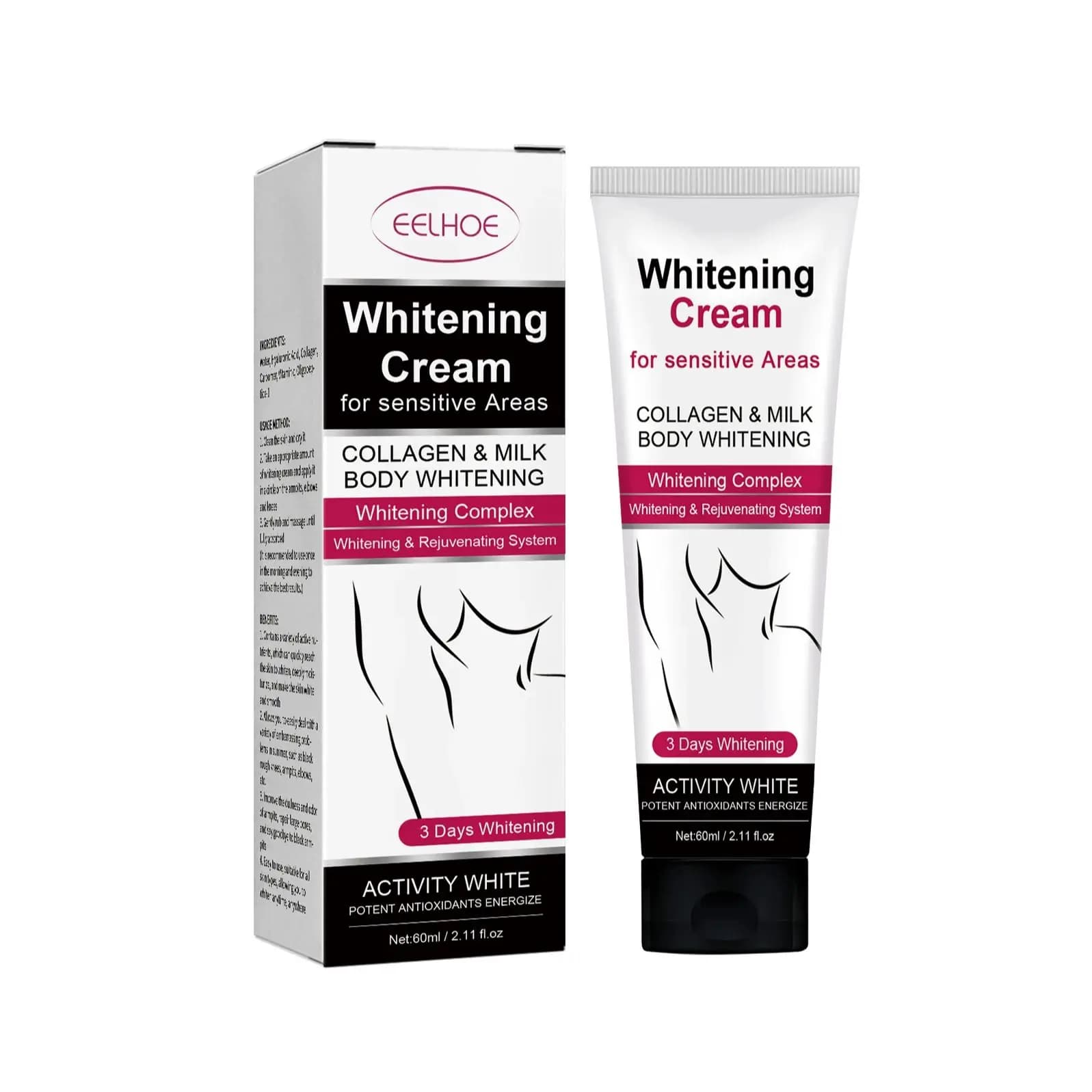 Crème blanchissante pour peau foncée, ati elles, cuisses, articulations intérieures, éclaircissant,