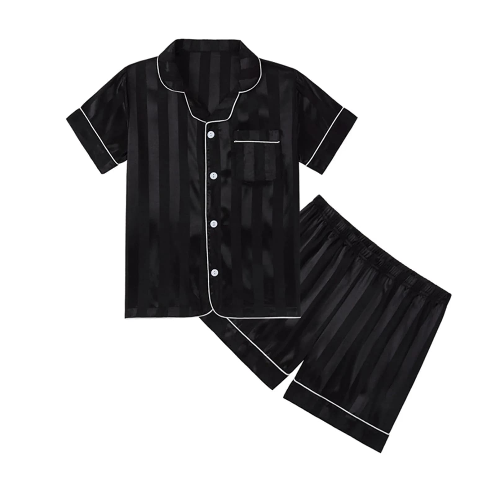 Ensemble pyjama d'été pour enfants et adolescents, rayé, léger et confortable, vêtements de maison,