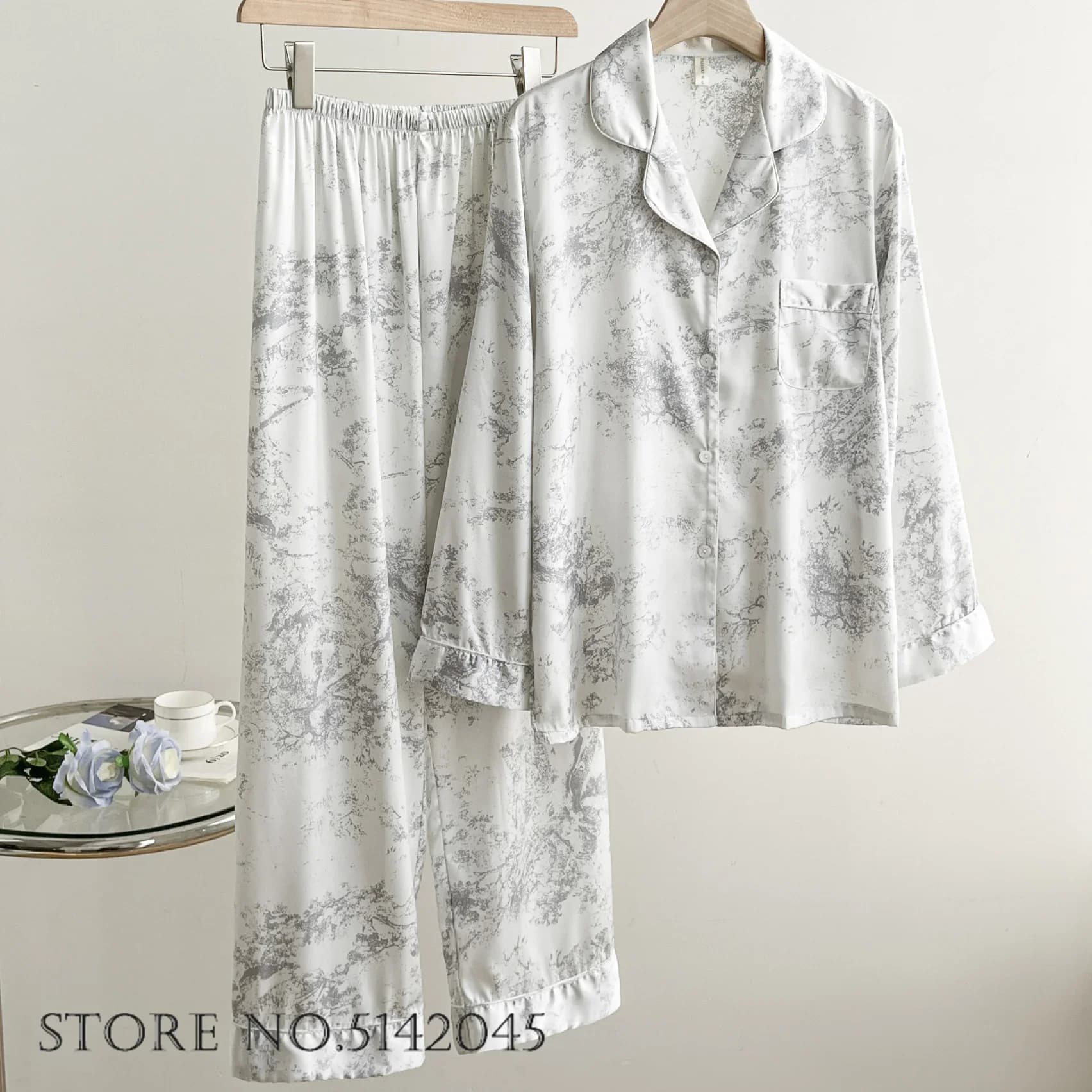 Pyjama long pour femme, ensemble 2 pièces, printemps été, nouveau vêtement de nuit, vêtements de dét