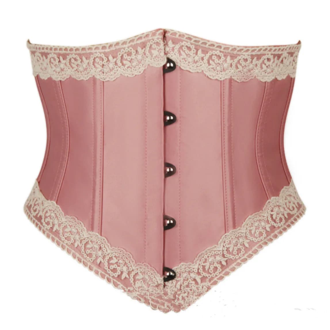 Corset rose sous le buste pour femmes, garniture en dentelle désossée, corsage Lolita de Style franç