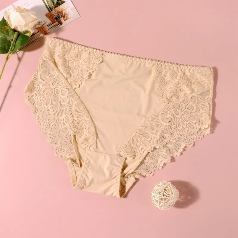 BEAUWEAR-Culotte en dentelle unie pour femme, sous-vêtement respirant, grande taille, 0XL, 1XL, 2XL,