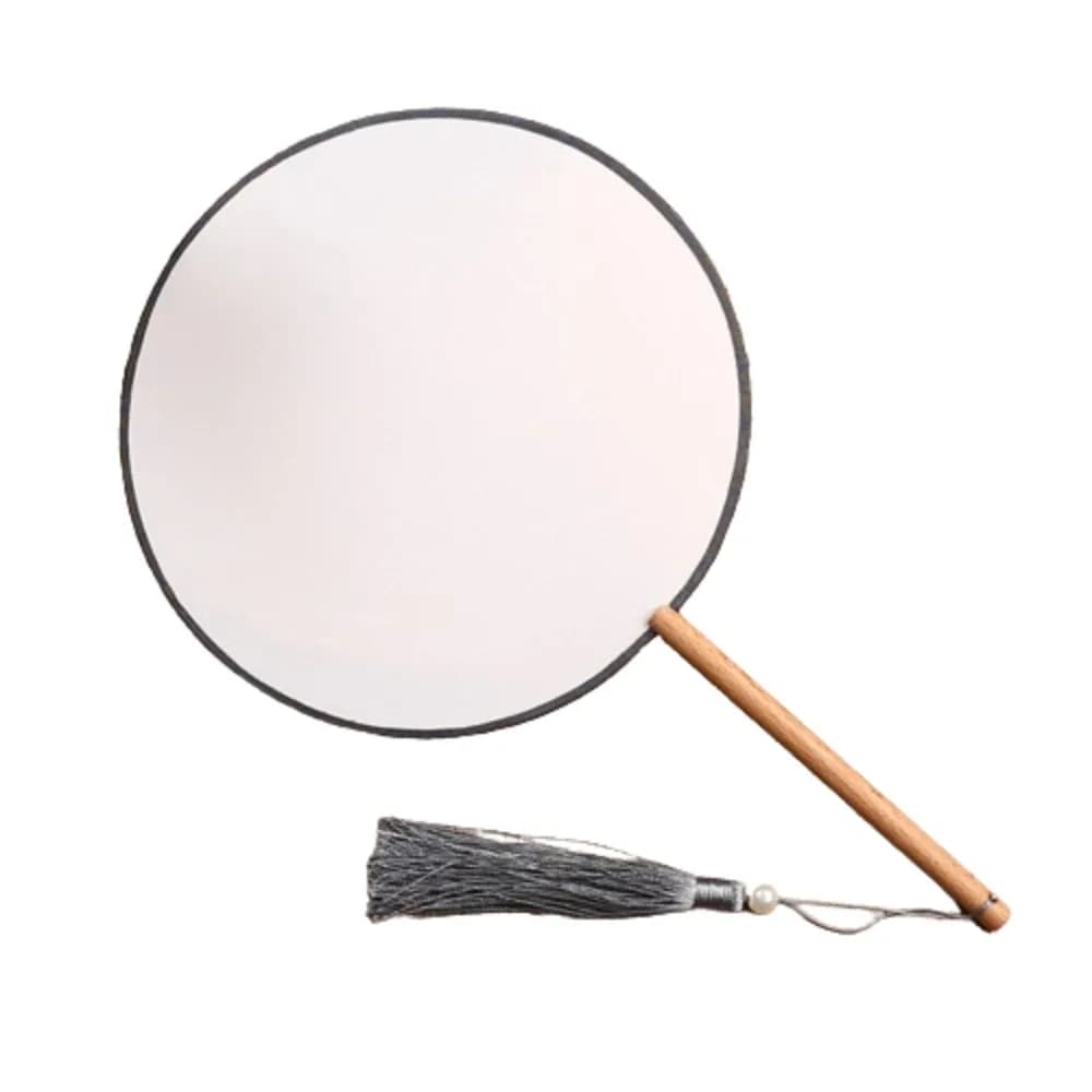 Éventail rond chinois Vintage en soie, pompon ancien, danse, costume Tang, accessoires de bricolage