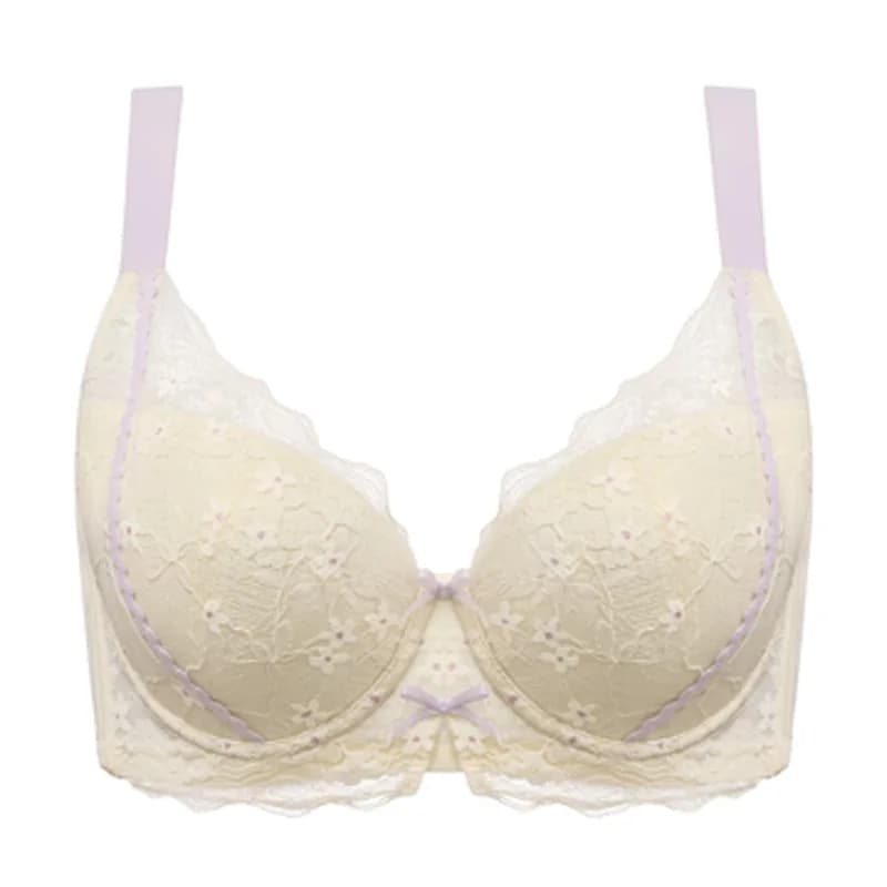Soutien-gorge Balconette brodé en dentelle pour femmes, Lingerie légèrement rembourrée à armatures,