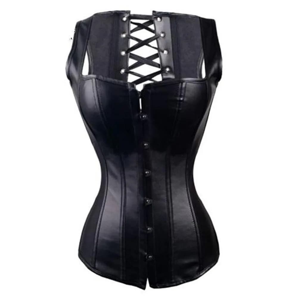 Corset sous-poitrine en cuir Steampunk pour femme, sexy, cincher de taille gothique à lacets, avec b