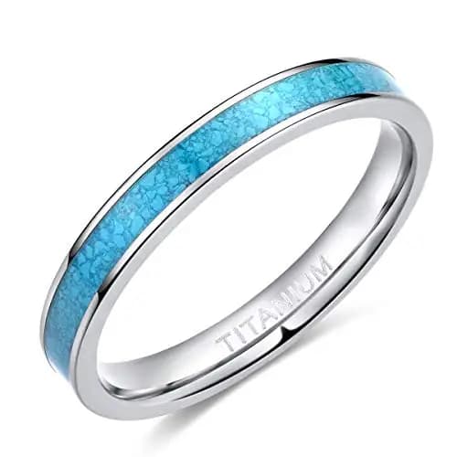 TIGRADE 3MM bague en titane bleu Turquoise fiançailles alliance pour les femmes mode bagues fête bij