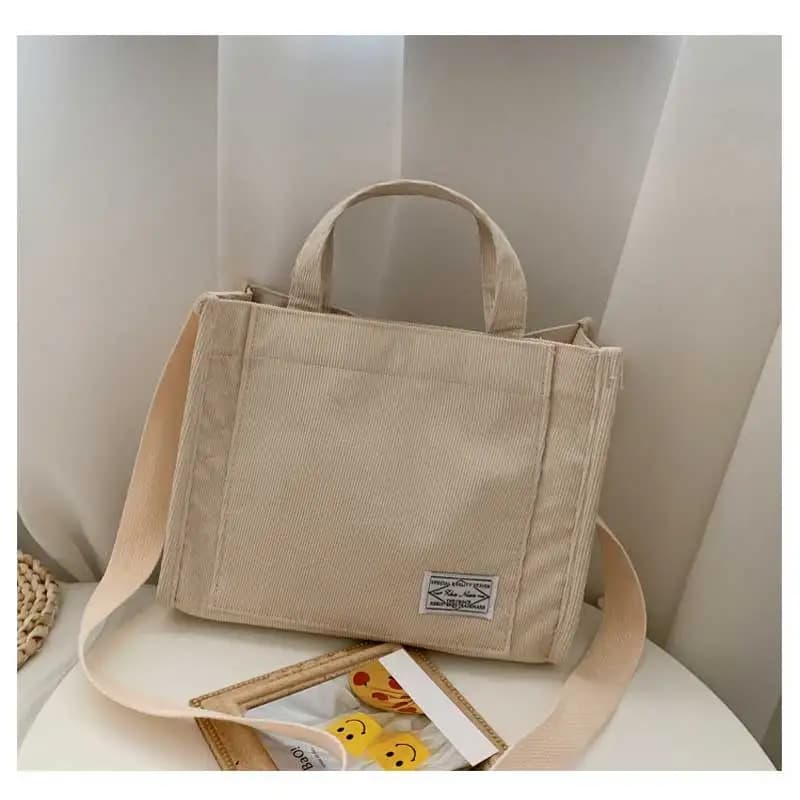 Sac fourre-tout à bandoulière en velours côtelé, sac à bandoulière carré pour femmes, sac fourre-tou