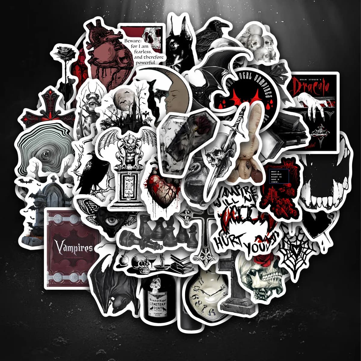 50 autocollants Vampire sombre, autocollants Graffiti d'horreur, autocollants esthétiques pour DIY,