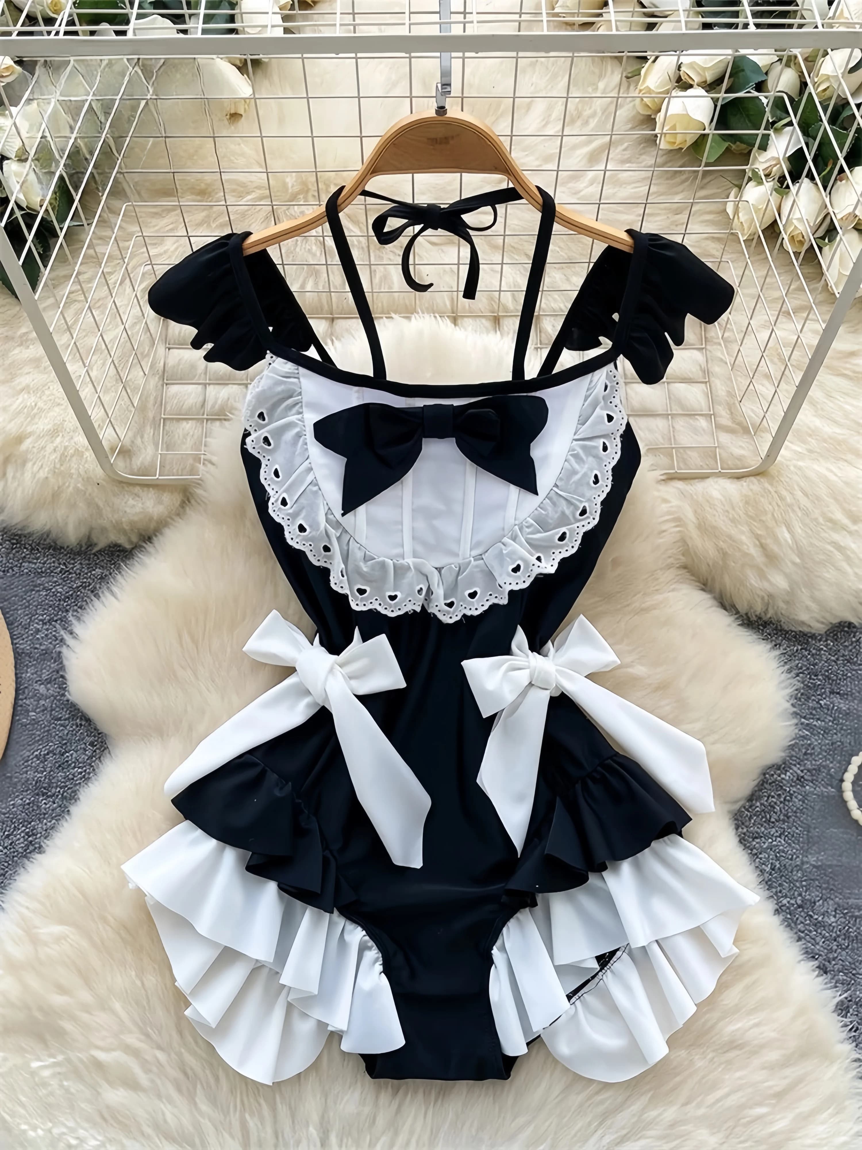 Robe moulante sexy et confortable avec petites manches volantées, nœud papillon, volants ajustables