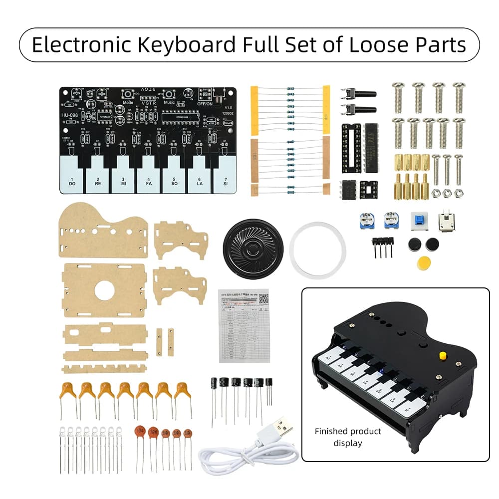 Kit de piano électronique à monter soi-même avec programmation graphique, 12 effets sonores, 7 chans