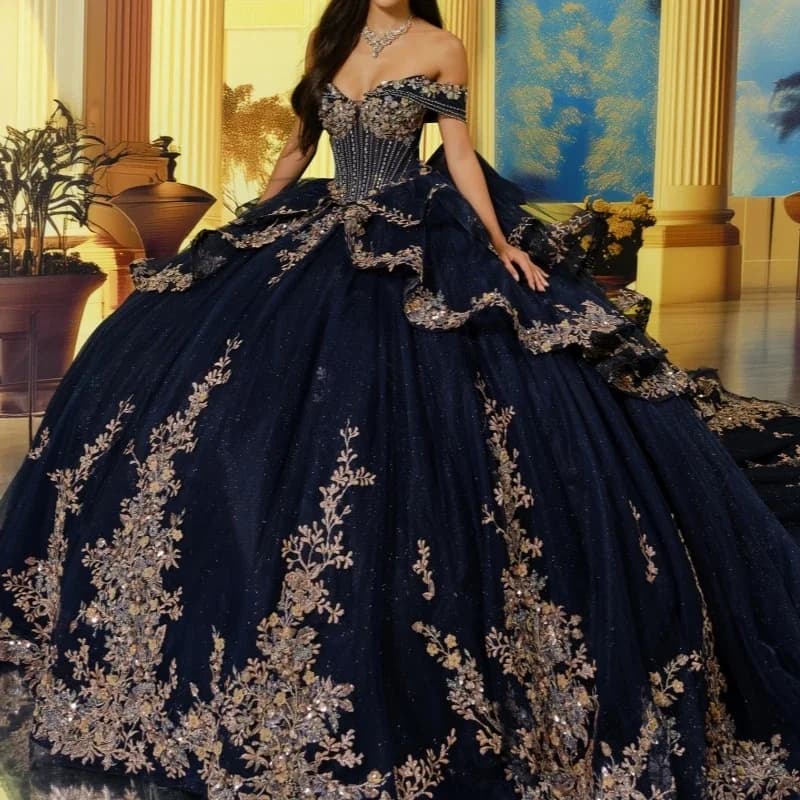 Angelsbridep personnalisé luxe bleu marine robe De bal 15 ans robes De Quinceanera robe De soirée ro