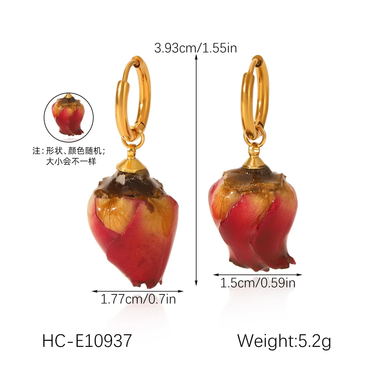 Huang Chao Vintage Rose bourgeon boucles d'oreilles femmes mode doux romantique boucles d'oreilles e