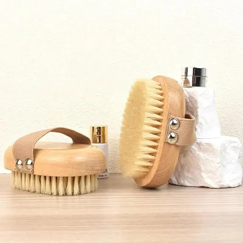 Brosse corporelle en bois pour SPA, poils de sanglier naturels, peau sèche organique, brosses de dou