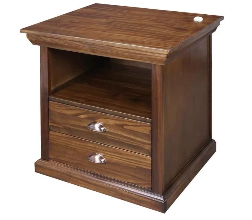 Table de chevet en bois massif, Table d'appoint Lincoln, compartiment d'armoire, Table de chevet en