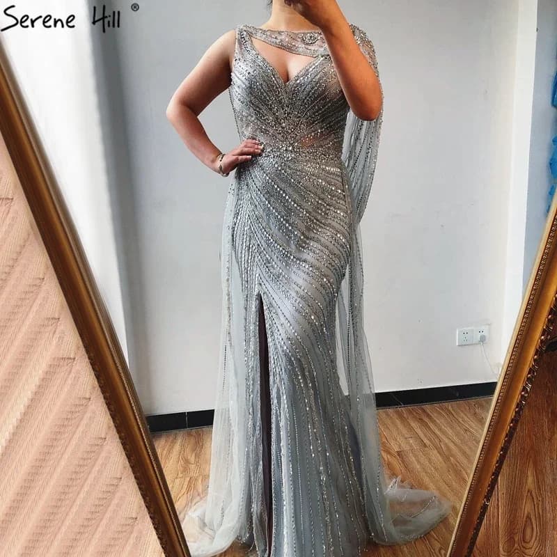 SERENE HILL-robe de soirée de forme sirène, luxueuse tenue de soirée, champagne, pierreries et perle