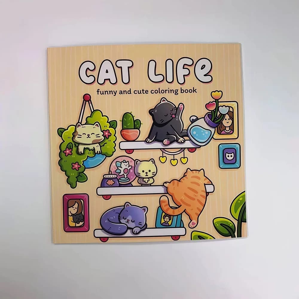 Cat Life – livre de coloriage amusant et mignon pour adultes, livre de dessin mignon, cadeau parfait