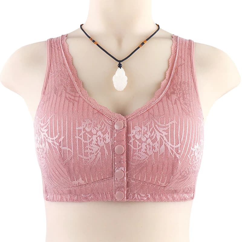 Soutien-gorge Push Up sans fil pour femmes, sous-vêtements confortables avec fermeture frontale, Lin
