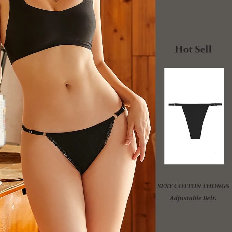 String sexy en coton avec ceinture ajustable pour femme, culotte sans couture, respirant, taille bas