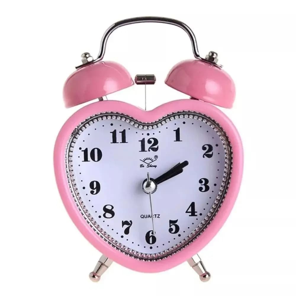 Réveil en forme de cœur pour filles, veilleuse, horloges de réveil créatives, métal, pas de tic-tac,