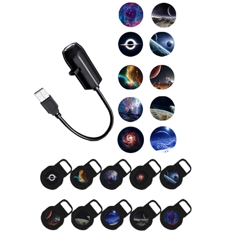 【C】Projecteur USB de plafond Lune et Terre, Veilleuse Ciel Étoilé Galaxie - Lampe d'Ambiance Romanti