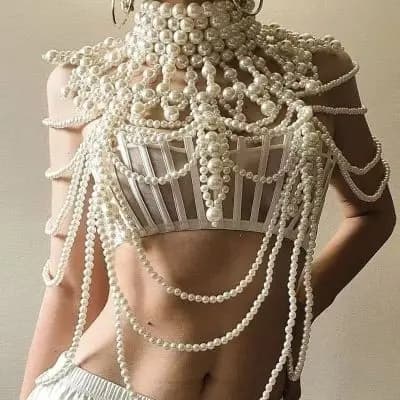 Chaîne de corps sirène vintage robuste, perlée à la main, multicouche, sensuelle, accessoire de luxe