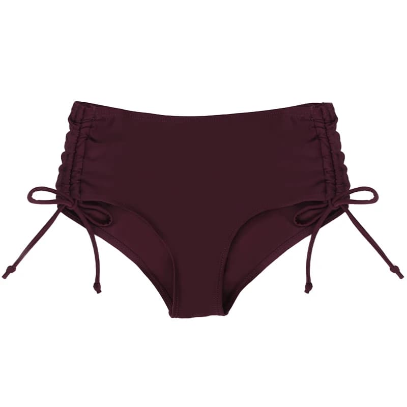 Maillot de bain tanga taille haute pour femmes, bas de Bikini, plage d'été, couleur unie, cordon lat