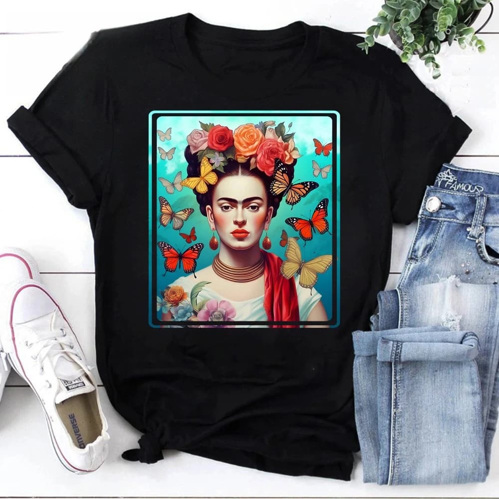 T-shirt classique vintage féministe Frida Kahlo, haut de style mexicain, t-shirt sur le thème de Fri