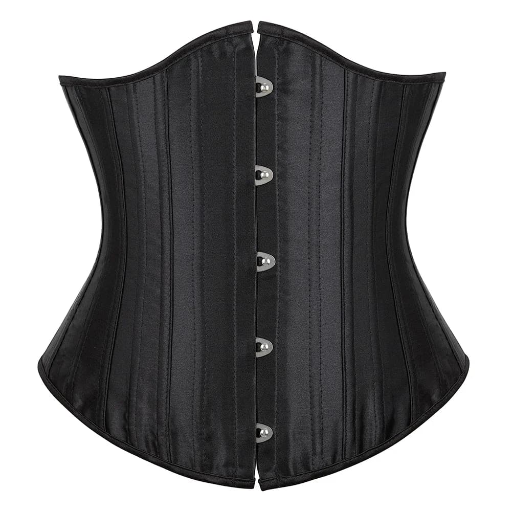 Corset sous le buste noir satiné, 26 ceintures désossées en acier en spirale, cintré à la taille, am