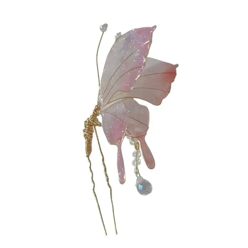 A52E postiche papillon élégant avec papillon scintillant pour tenue soirée, accessoires Photo