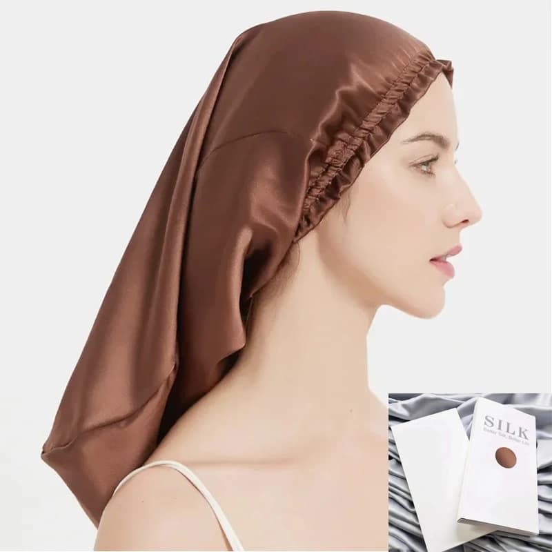 Bonnet de cheveux long en soie pour femmes endormies, bonnet 100% en soie de mûrier véritable, bonne