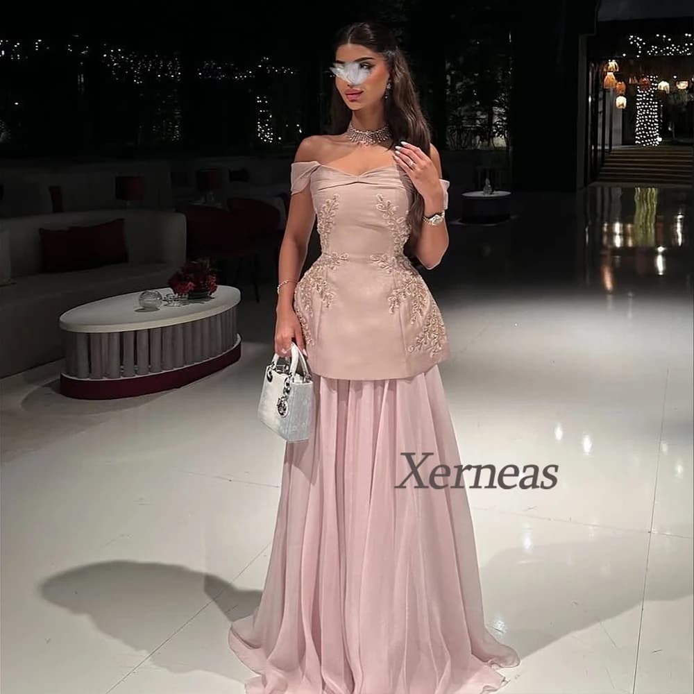 Robes de soirée Corset personnalisées rose pour filles, robe de soirée florale avec des Appliques po