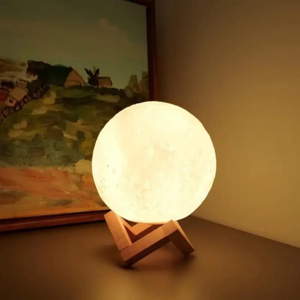 Lampe lunaire 3D, veilleuse, lampe de table à piles pour chambre à coucher, chambre d'enfant, cadeau