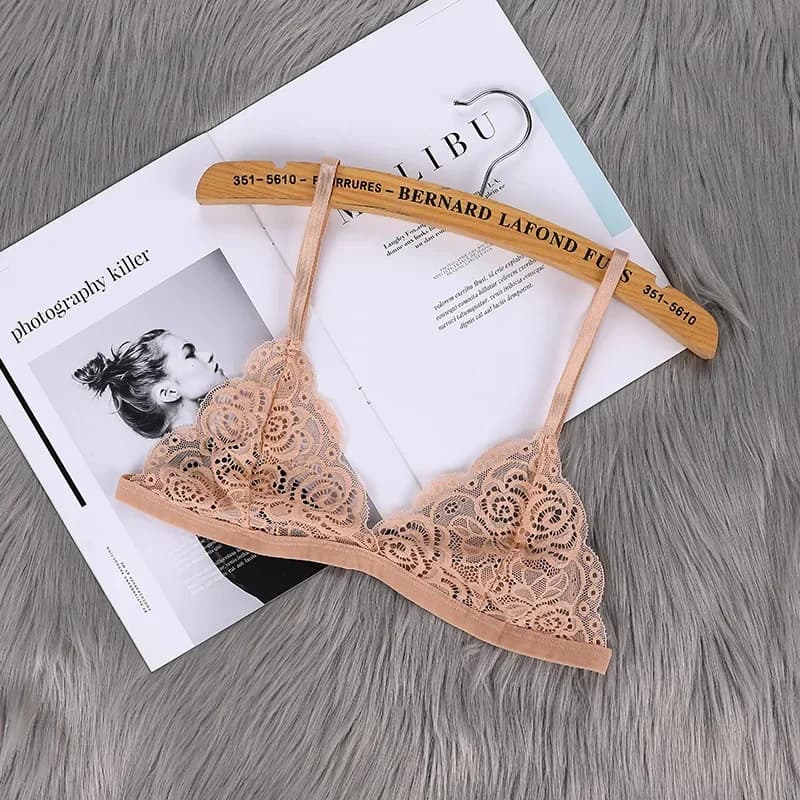 Soutien-gorge fin sans coussinet de poitrine pour femmes, Lingerie Sexy en dentelle, découpe avec bo
