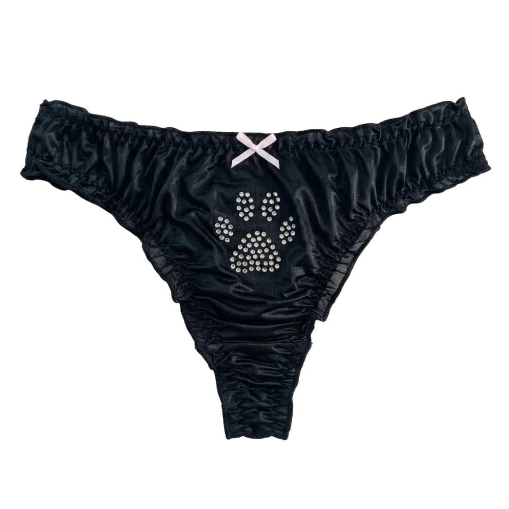 Culottes Lolita Patte de Chat Kawaii en Coton avec Strass, Strings Confortables Quotidiens, Slips Do