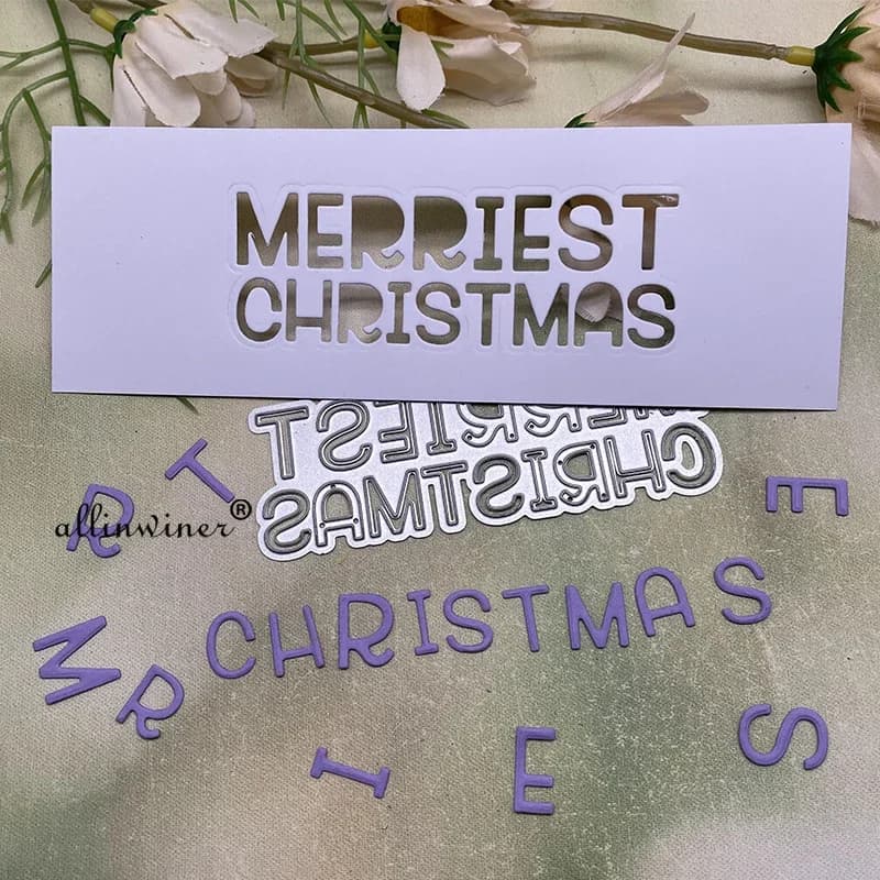 Matrices de découpe en métal « Les meilleurs mots de Noël » pour scrapbooking, album, cartes et gauf