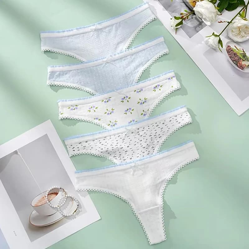 5 pièces Sexy coton sans couture femmes culottes nœud papillon mode mignon Garish respirant dames st