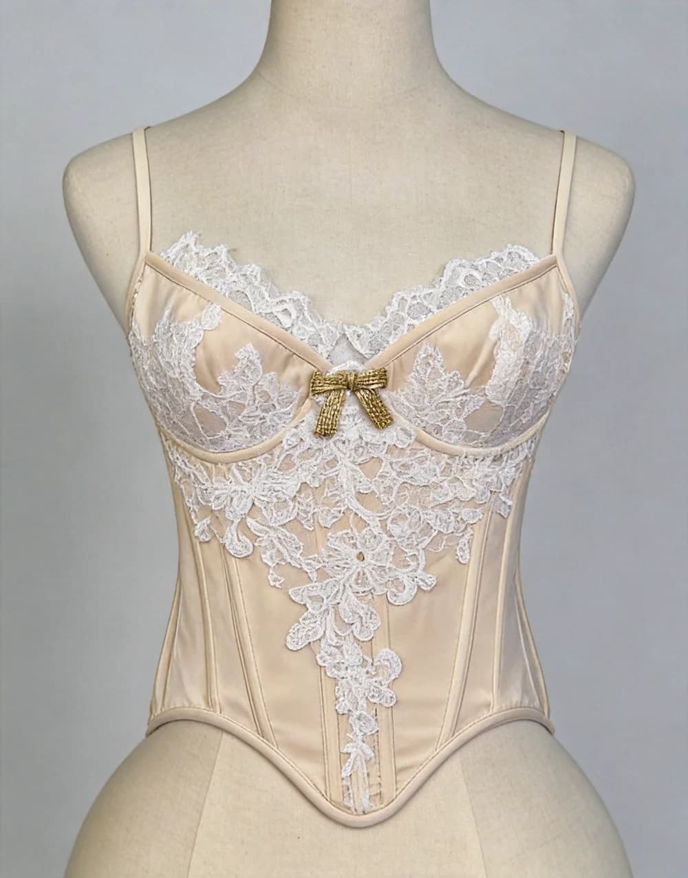Corset Bustier en Dentelle pour Femme, Modèle Overbust avec Bonnets, à Lacets et Baleiné, Hauts Scul