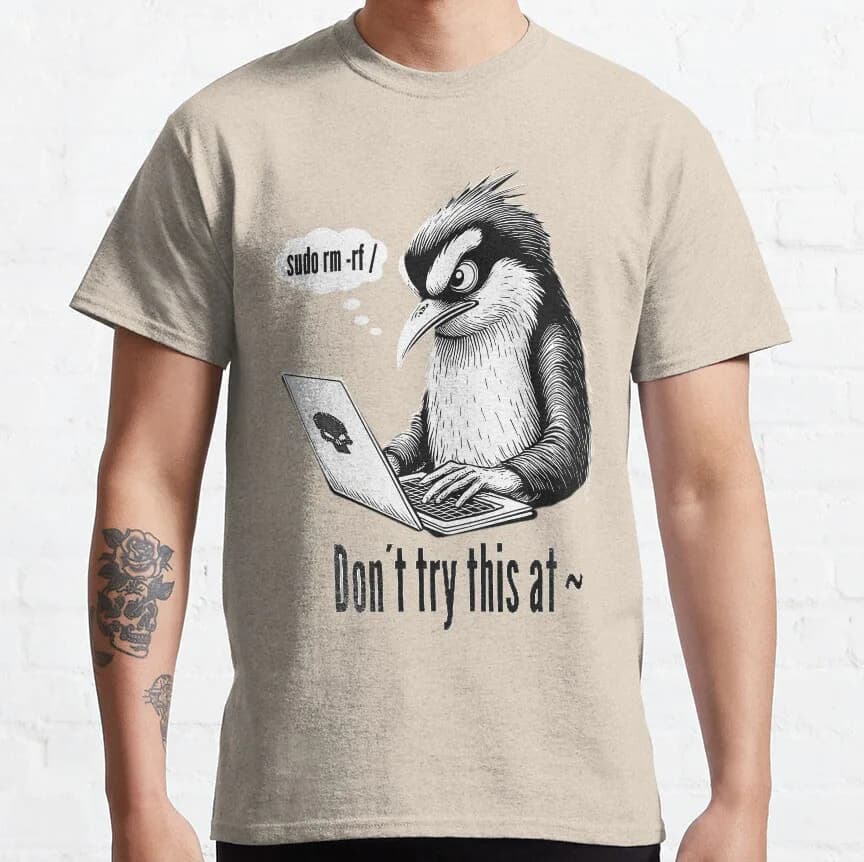 Sudo Rm Rf pingouin drôle Sysadmin ligne de commande codage informatique T-Shirt drôle pour développ