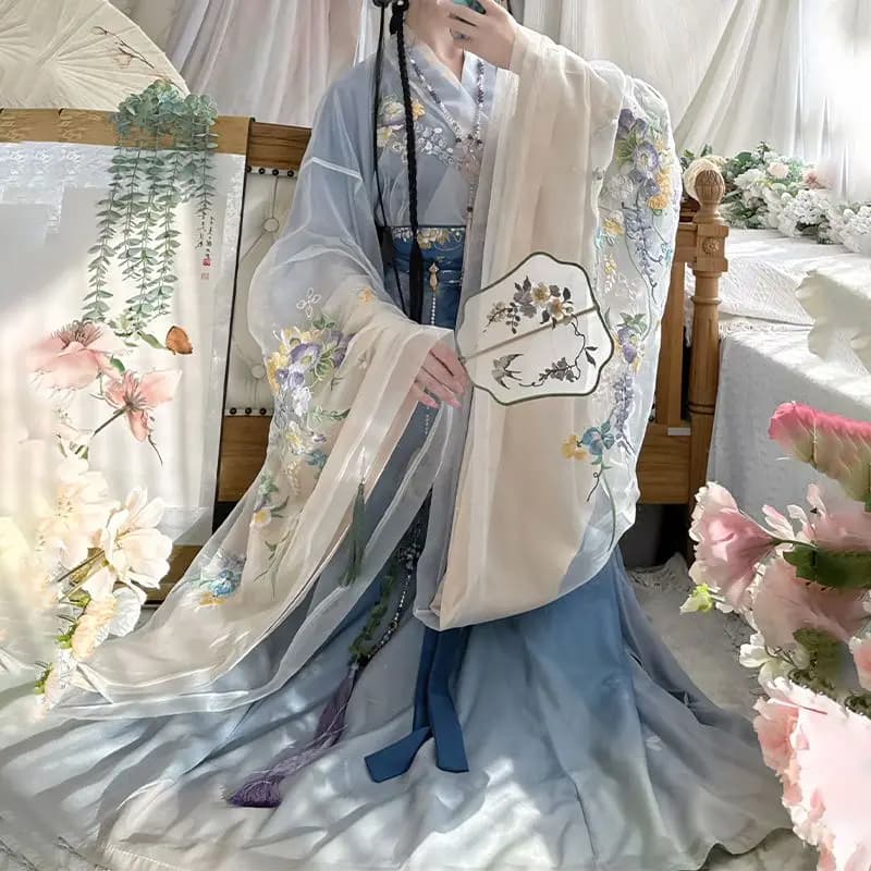 Jupe Ru de la dynastie Tang, robes de fée imprimées florales améliorées pour femmes, robe de soirée