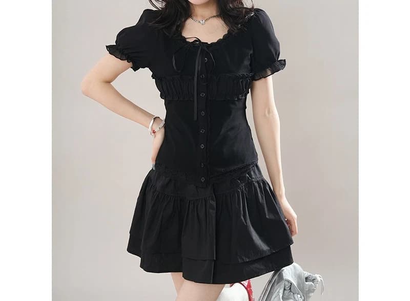 Ensemble chemise noire et jupe pour femme, tenue d'été, taille cintrée et haut amincissant, jupe à v
