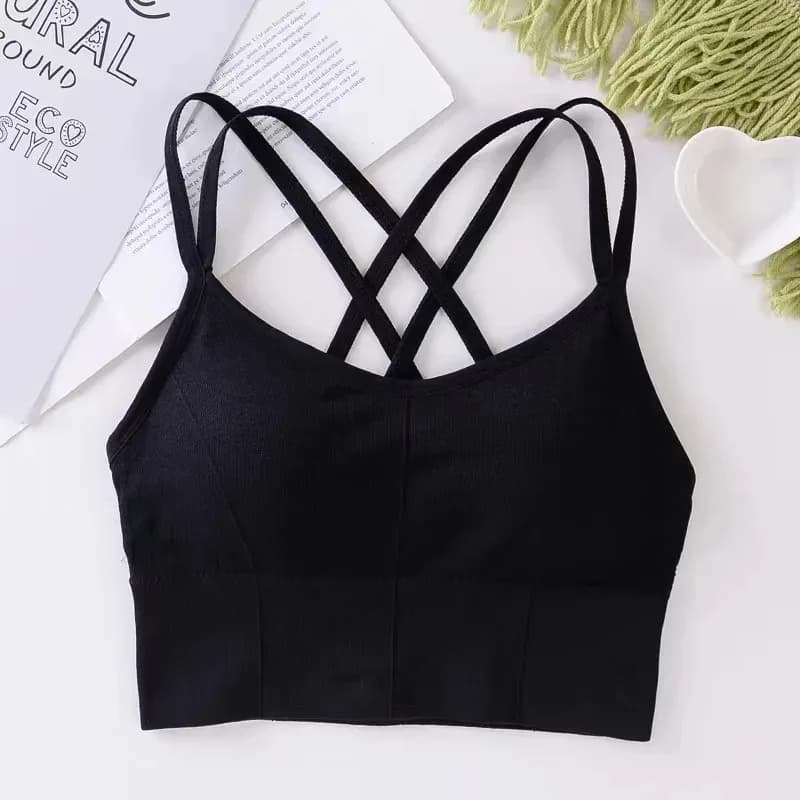 Sexy haut pour femme dos sangle croisée débardeur push up course soutien-gorge de sport respirant do