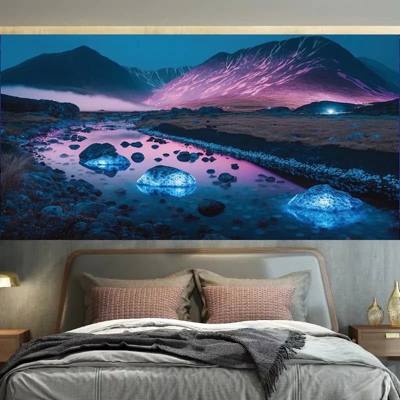 Tapisserie murale de scène de nuit étoilée de guérison, décor de salon à la maison
