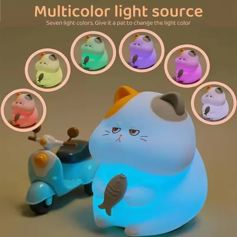 Veilleuse chat Gourmand, lampe Pat-Pat ambiante, Rechargeable, minuterie, idéale pour la décoration