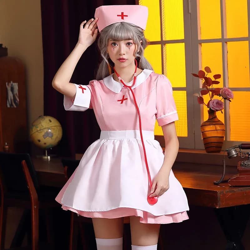Uniforme d'infirmière rose, Costume de fête d'infirmière, Costume de Cosplay, robe de travail, fête