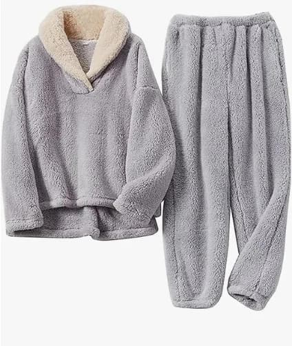 Ensemble pyjama moelleux pour femmes, pulls en laine, peluche décontractée et confortable, hiver ave