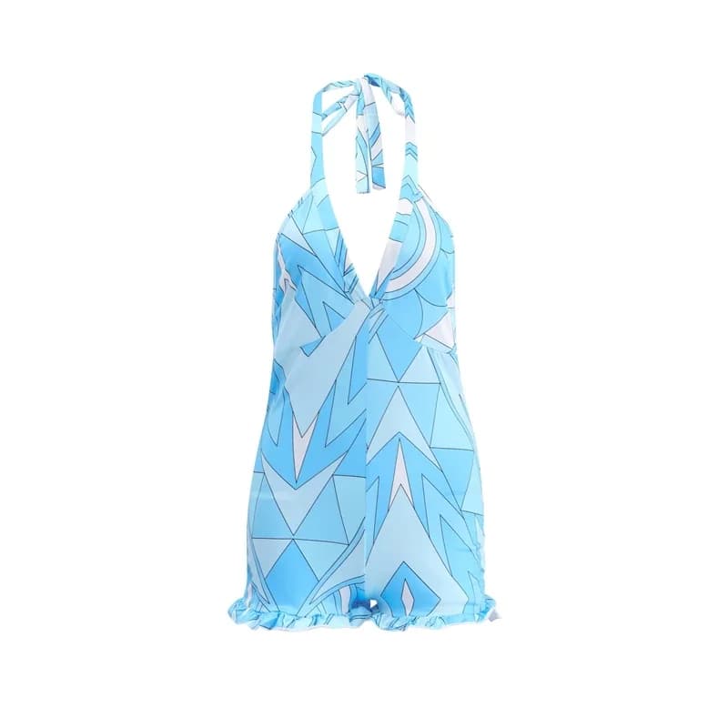 Maillot de bain une pièce pour femme, imprimé géométrique, style body, dos nu, sans manches, avec sh