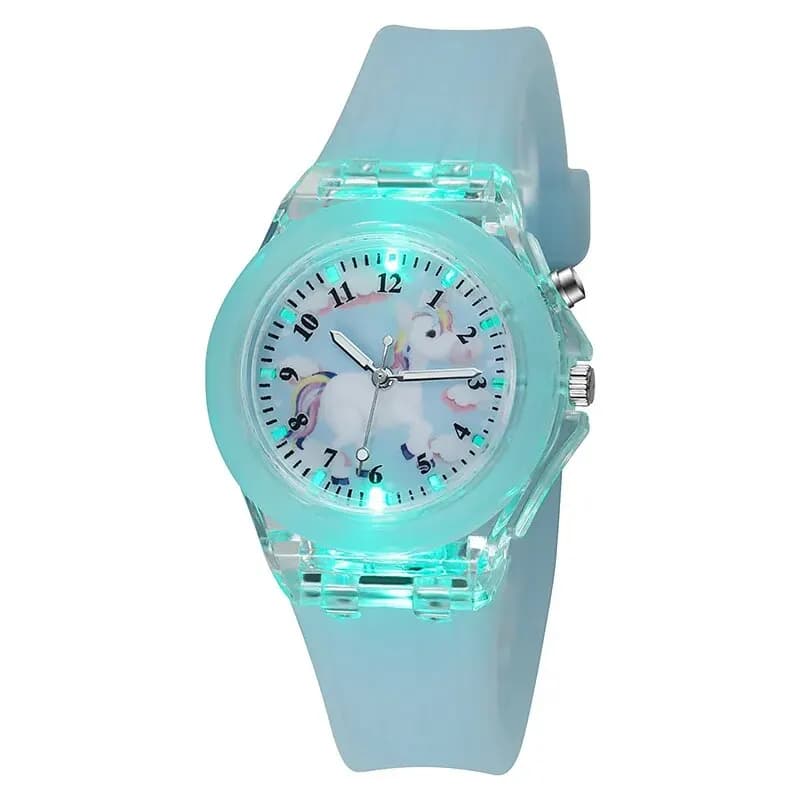 UTHAI C22 montre pour enfants pour dessin animé licorne montres brillent la nuit Quartz horloge numé
