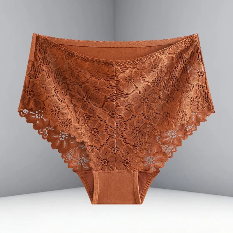 FINETOO Culotte Femme Luxe Broderie Florale Sexy Taille Haute Respirante Dentelle Patchwork Lingerie