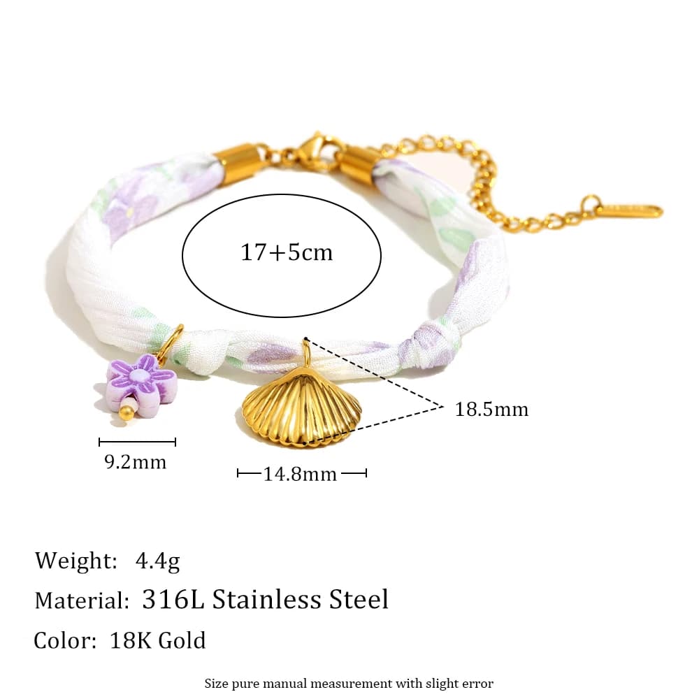 E.B.belle – Bracelet avec pendentif en coquillage, en acier inoxydable plaqué PVD, pour femmes et fi