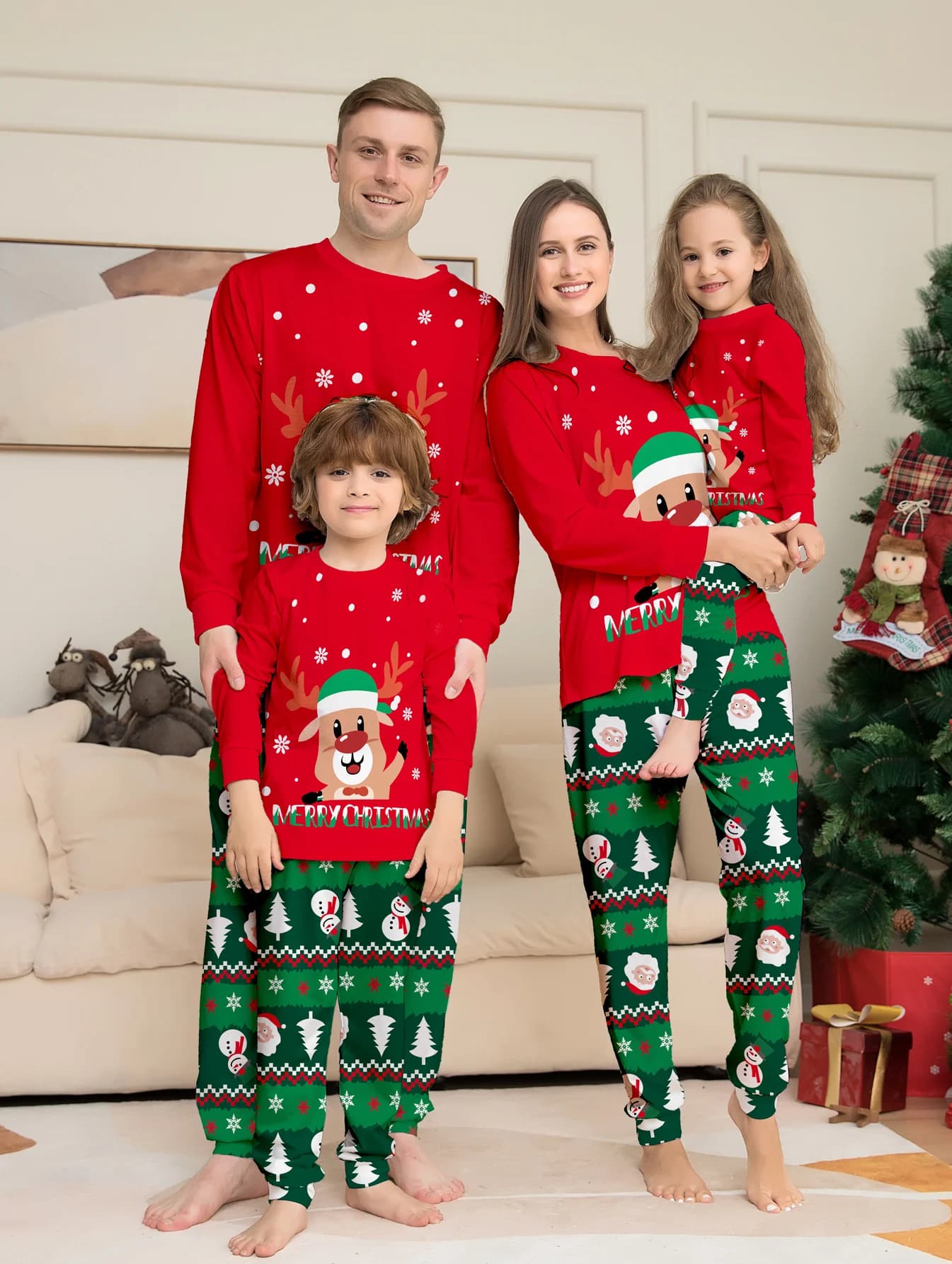 Ensemble pyjama de noël assorti pour famille, vêtements pour mère et enfant, pour la famille, 2024